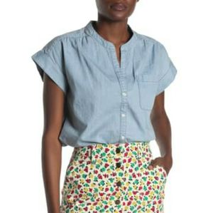 J. Crew Mercantile Chambray Split Neck Camp Shirt